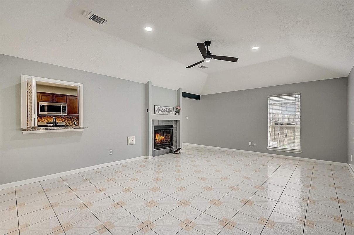 Empty room, Fireplace, Interior, Recessed Lighting
