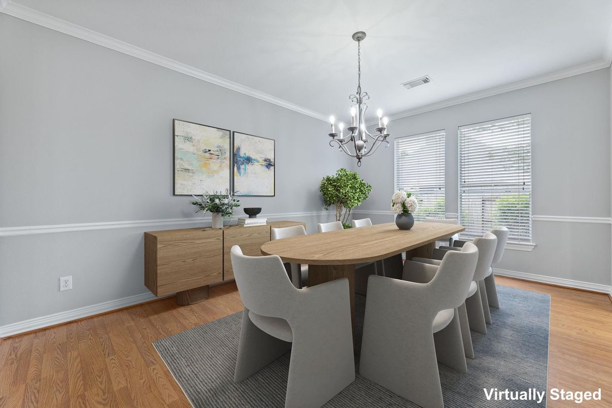Chandelier, Dining room, Interior, Wood Texture Flooring