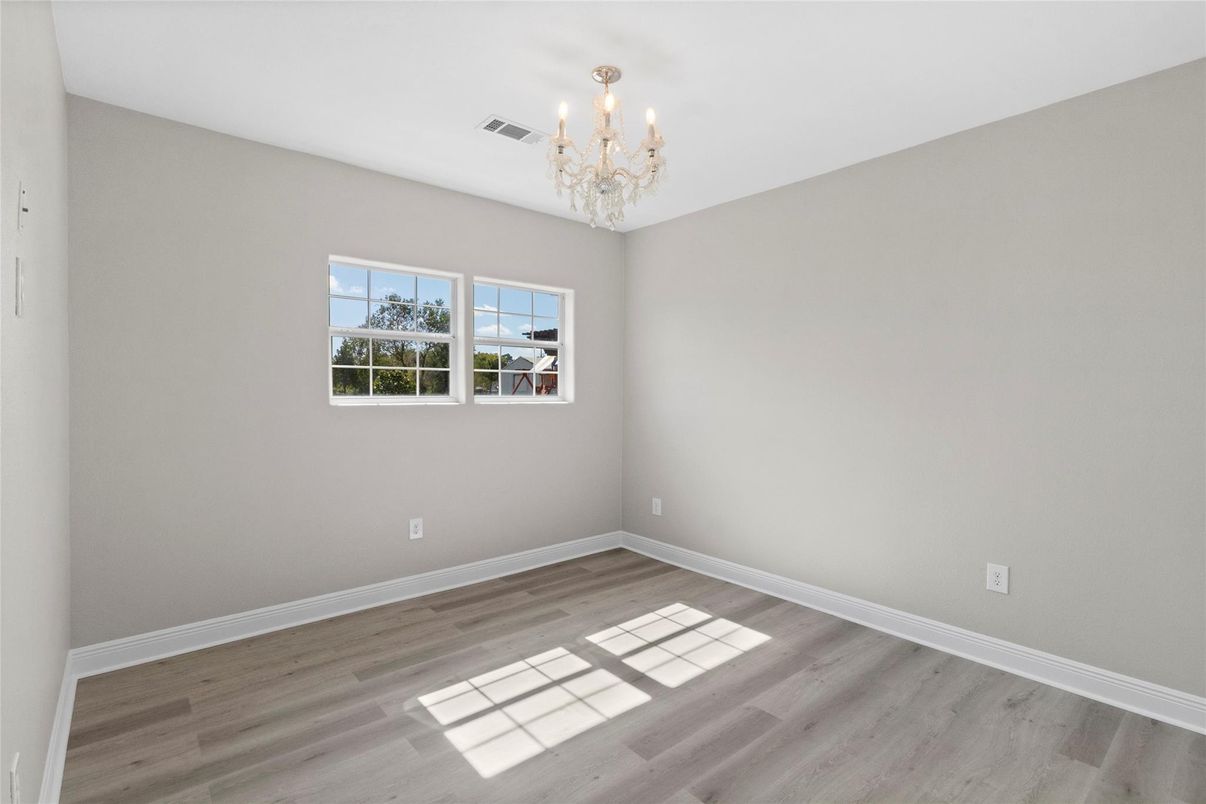 Chandelier, Empty room, Interior, Wood Texture Flooring