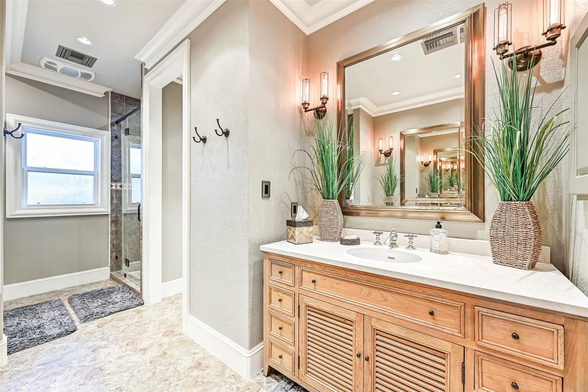 Bathroom, Glass Shower, Interior, Recessed Lighting