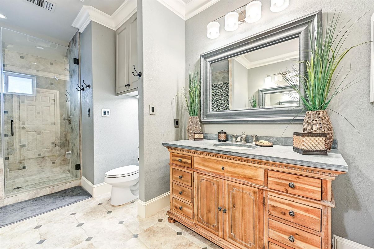 Bathroom, Glass Shower, Interior, Recessed Lighting