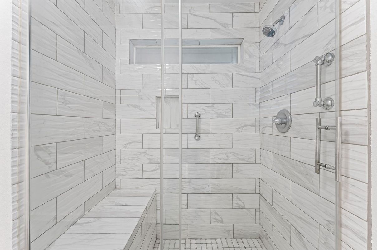 Bathroom, Glass Shower, Interior, Marble Walls