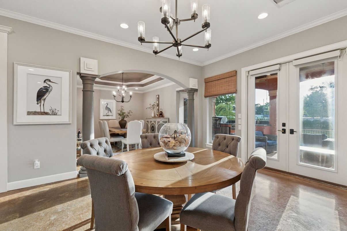 Chandelier, Dining room, Interior, Recessed Lighting