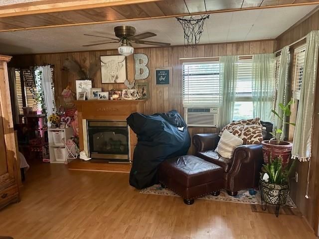Fireplace, Interior, Living room, Wood Texture Flooring, Wooden Walls