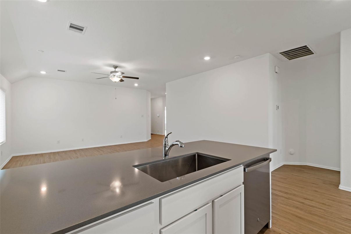 Interior, Kitchen, Recessed Lighting, Wood Texture Flooring