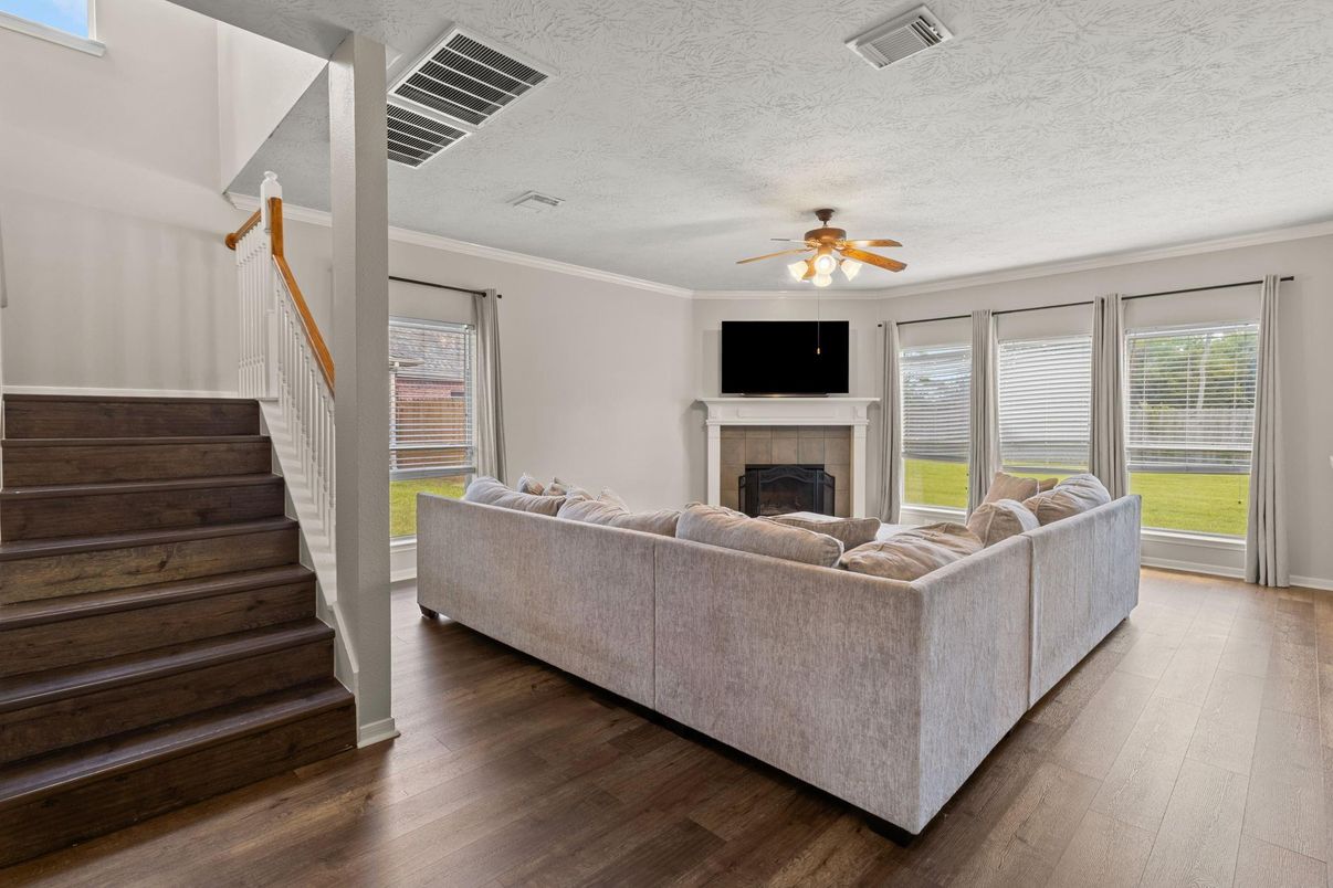 Fireplace, Interior, Living room, Wood Texture Flooring