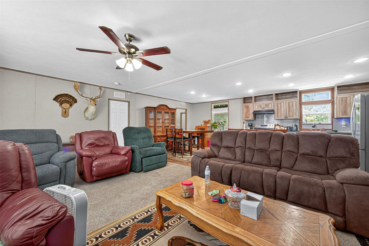 Dining room, Interior, Kitchen, Living room, Recessed Lighting