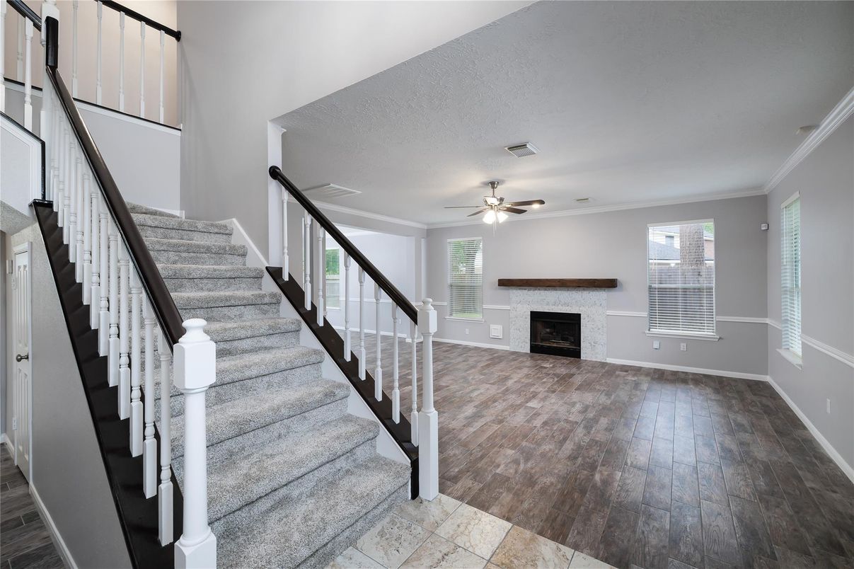 Fireplace, Interior, Wood Texture Flooring