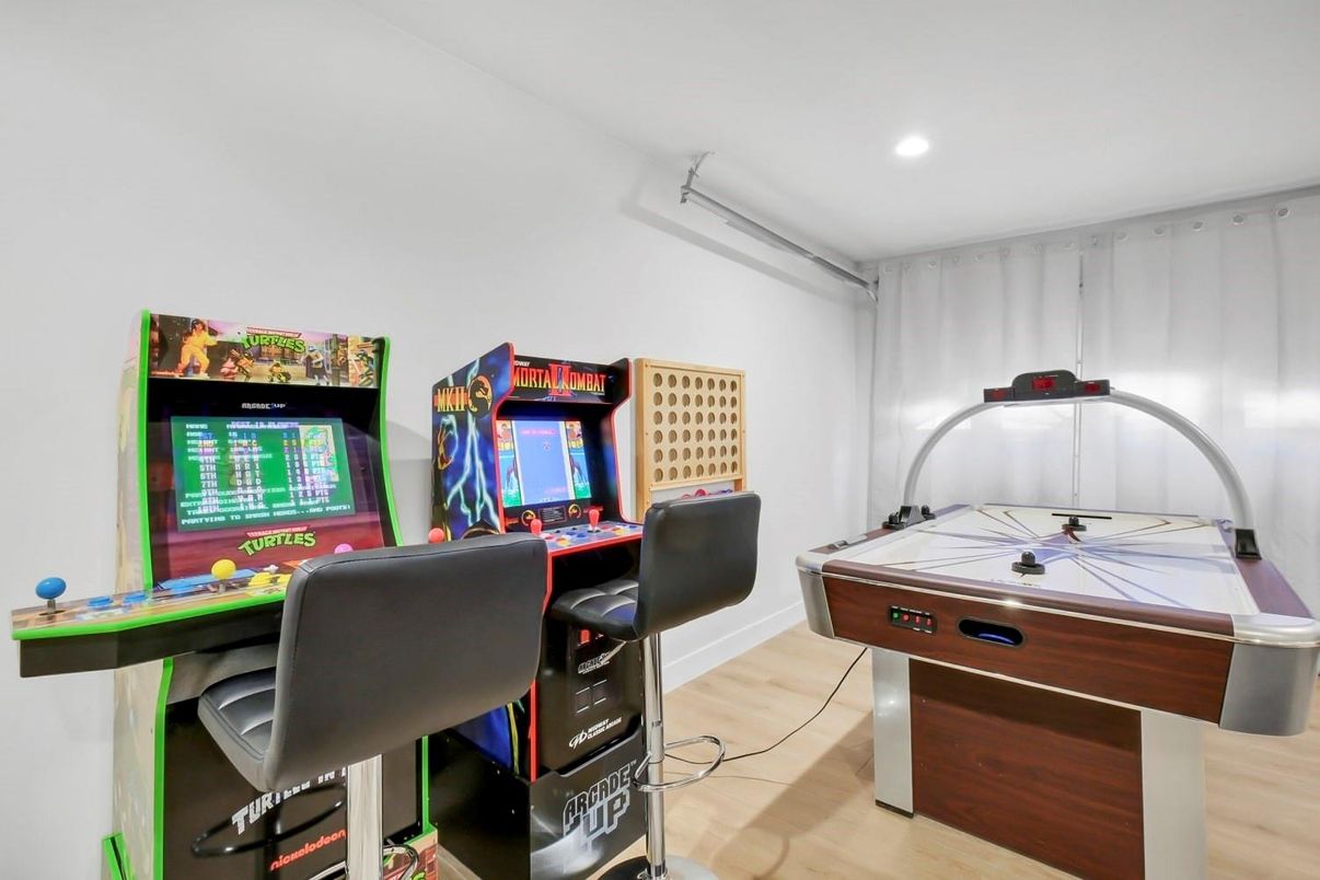 Game Room, Interior, Recessed Lighting, Wood Texture Flooring