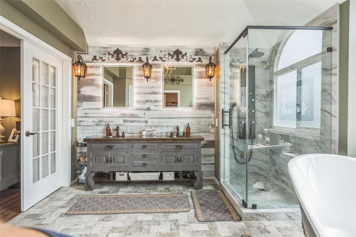 Bathroom, Dual Sink Vanities, Free Standing Baths, Glass Shower, Interior