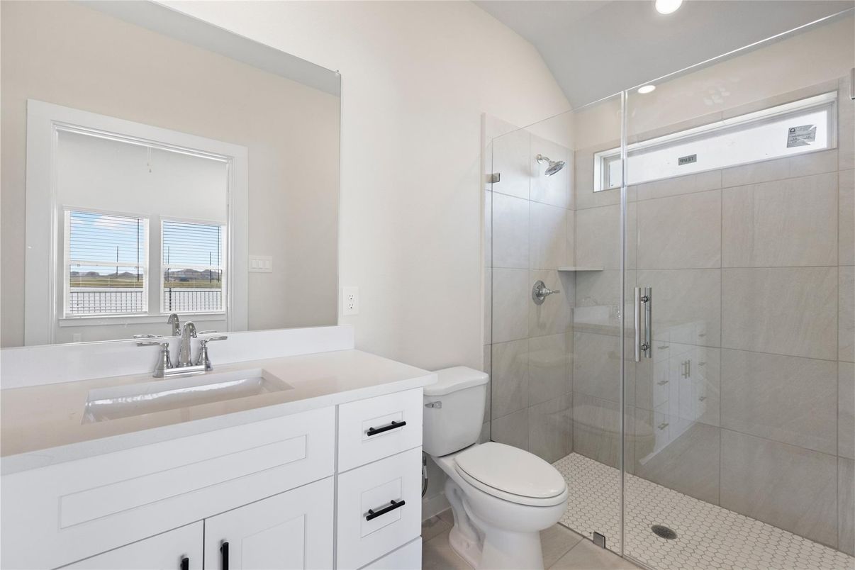 Bathroom, Glass Shower, Interior, Recessed Lighting