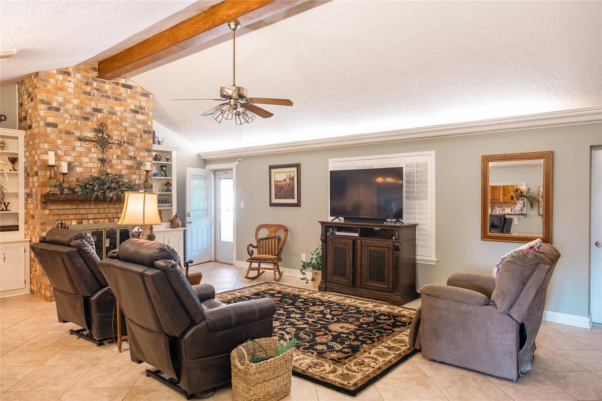 Interior, Living room, Stone Walls, Wooden Beams