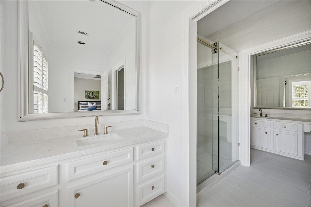 Bathroom, Glass Shower, Interior, Recessed Lighting
