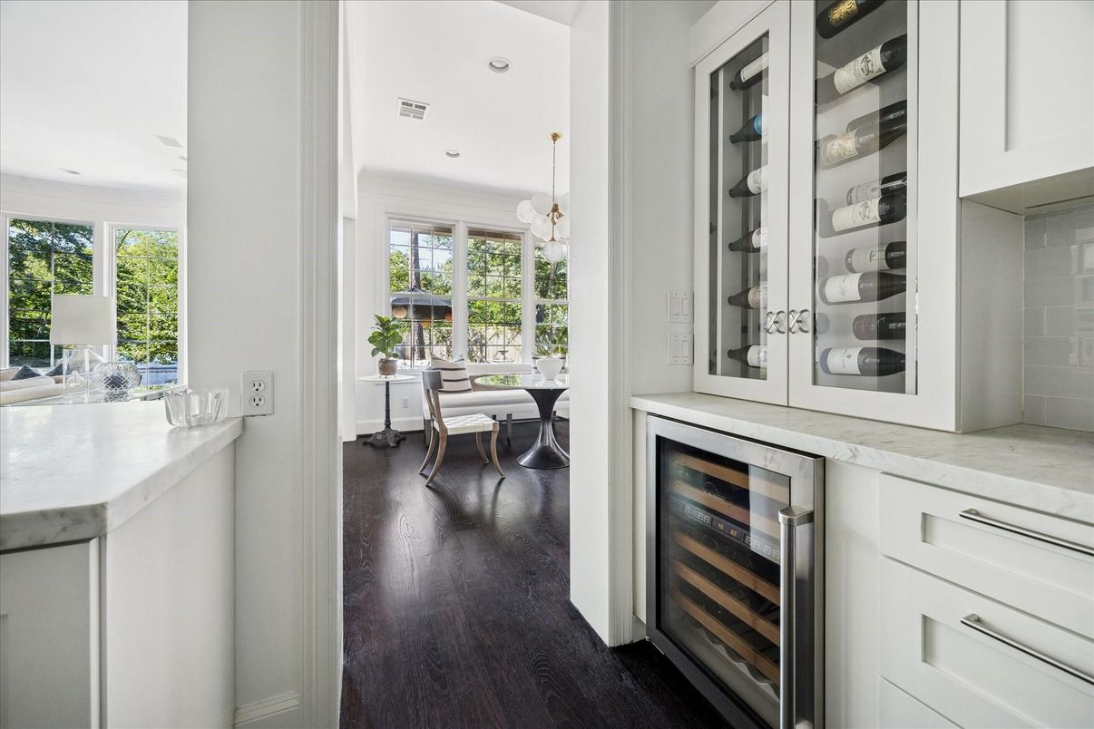 Dining room, Interior, Pendant Lights, Recessed Lighting, Wood Texture Flooring