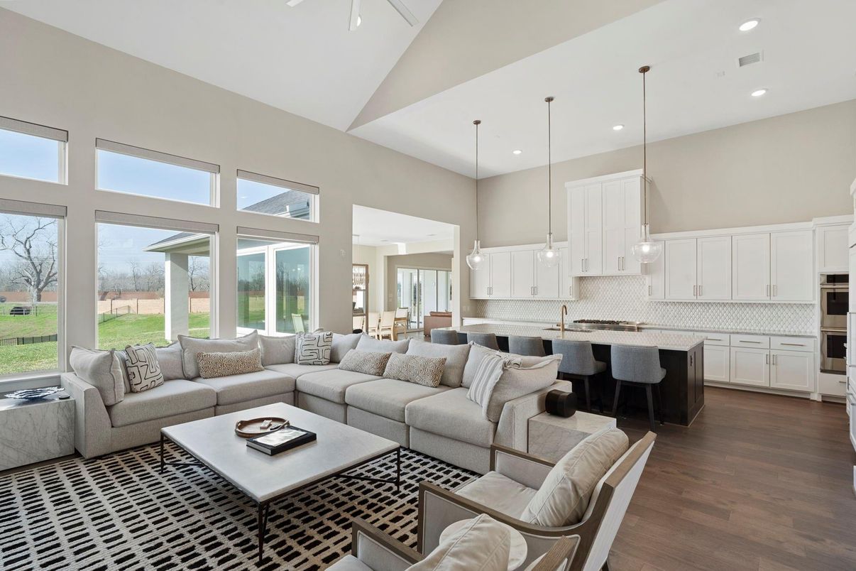 Interior, Kitchen, Living room, Pendant Lights, Recessed Lighting, Stainless Steel Appliances, Wood Texture Flooring