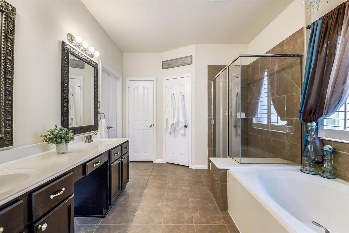 Bathroom, Dual Sink Vanities, Glass Shower, Interior