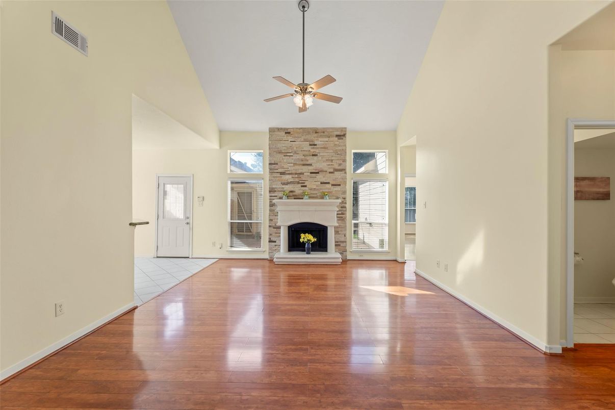 Empty room, Fireplace, Interior, Wood Texture Flooring