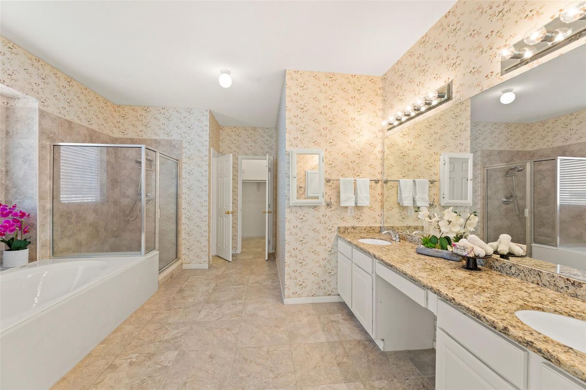Bathroom, Dual Sink Vanities, Glass Shower, Interior