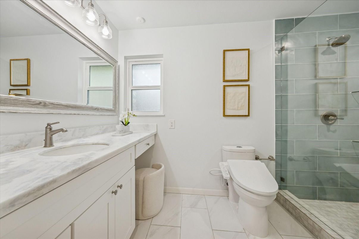 Bathroom, Glass Shower, Interior, Marble