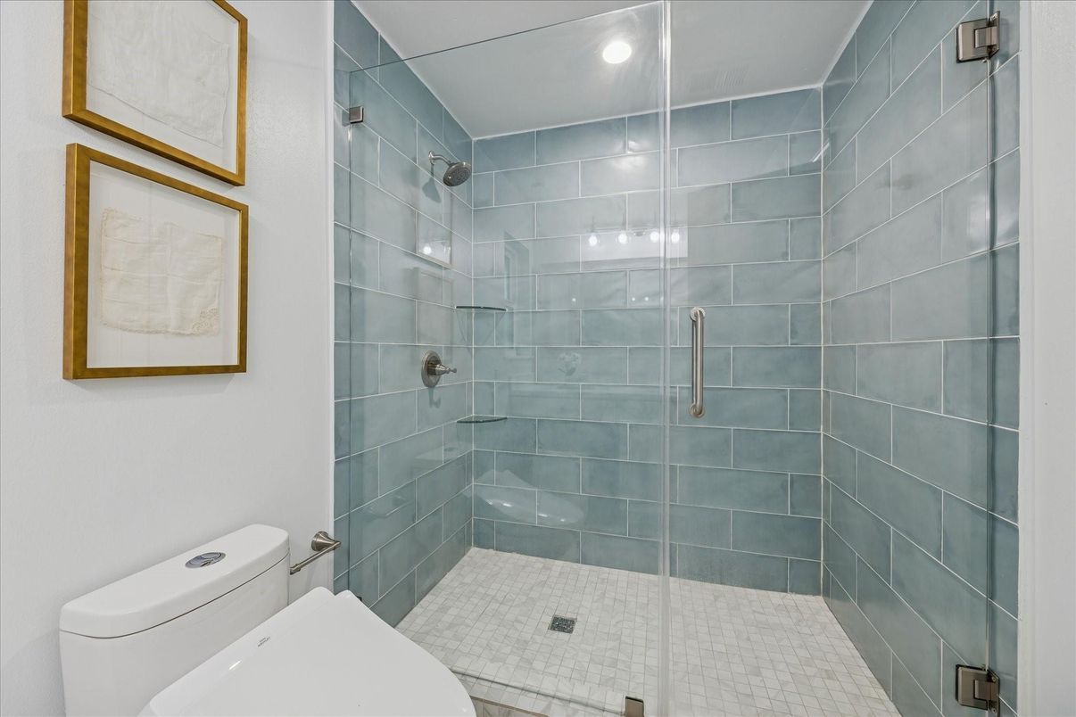 Bathroom, Glass Shower, Interior, Recessed Lighting