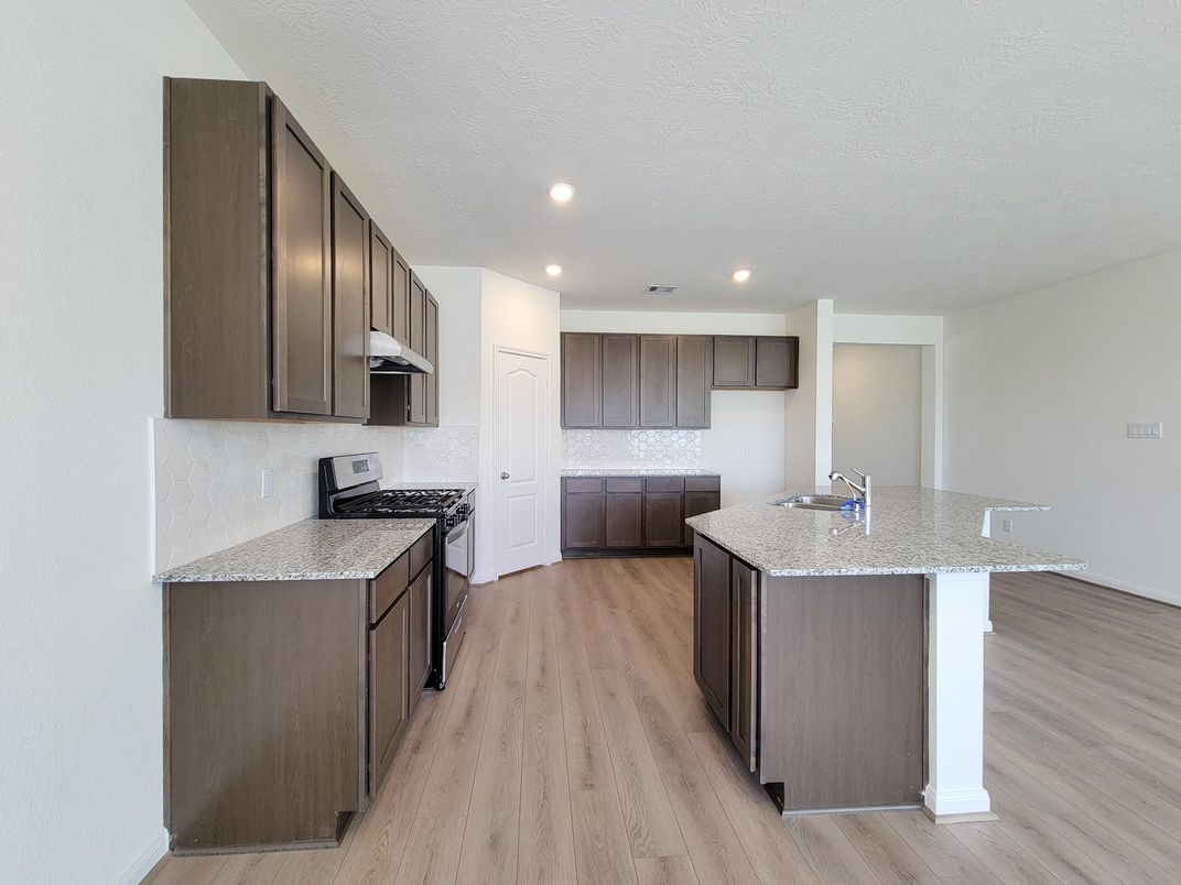 Interior, Kitchen, Recessed Lighting, Wood Texture Flooring