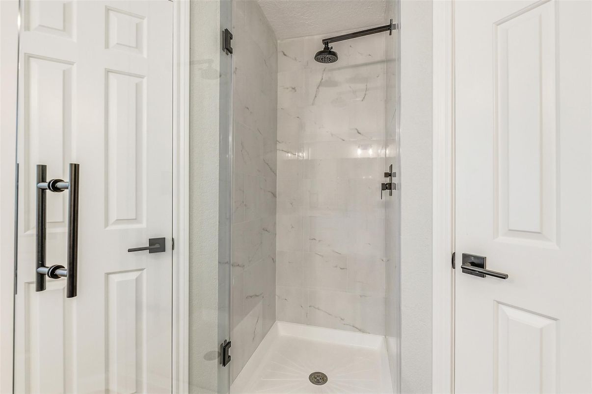 Bathroom, Glass Shower, Interior, Marble Walls