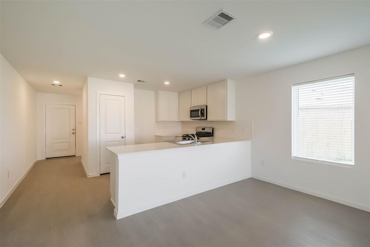 Empty room, Interior, Kitchen, Recessed Lighting