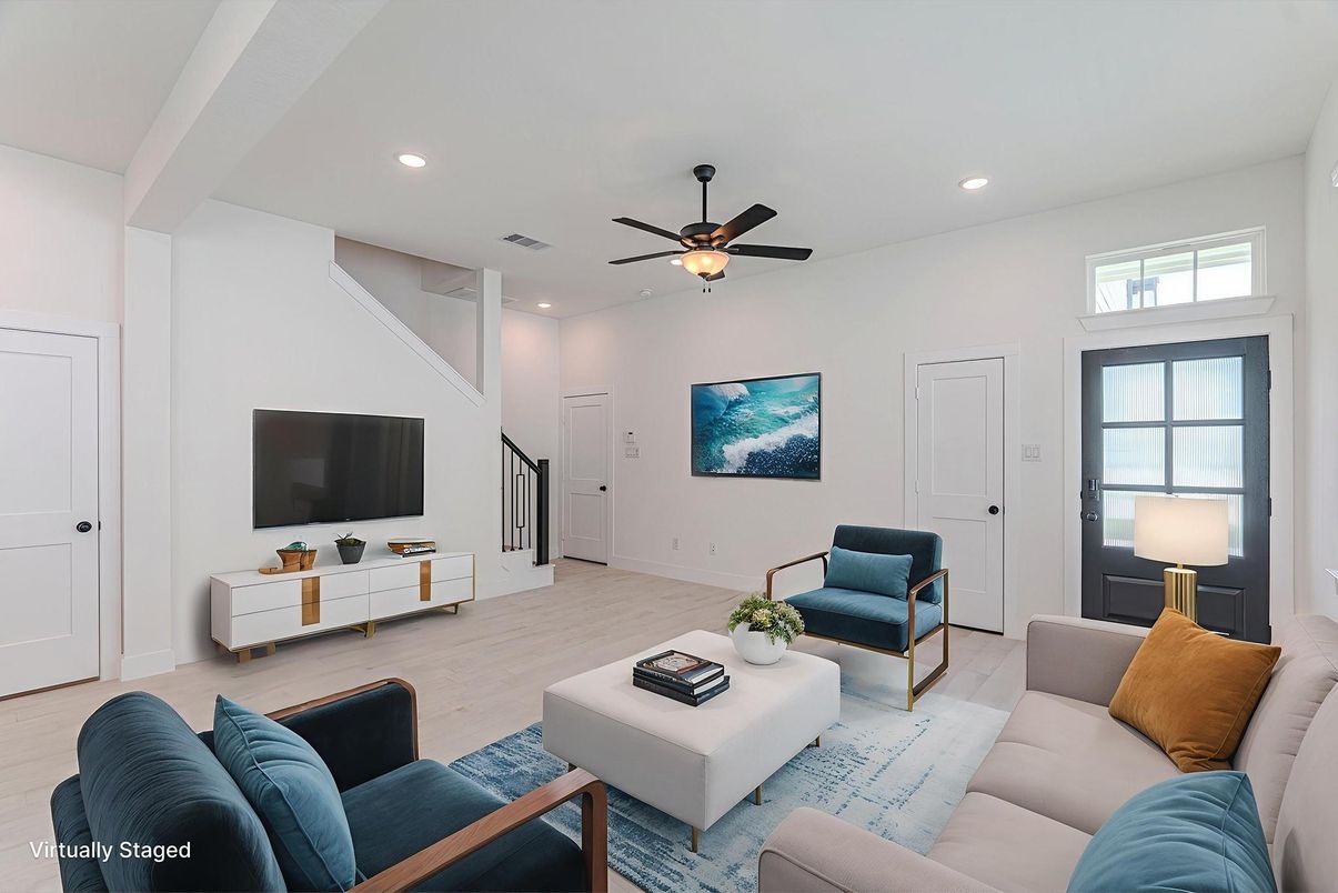 Interior, Living room, Recessed Lighting, Wood Texture Flooring