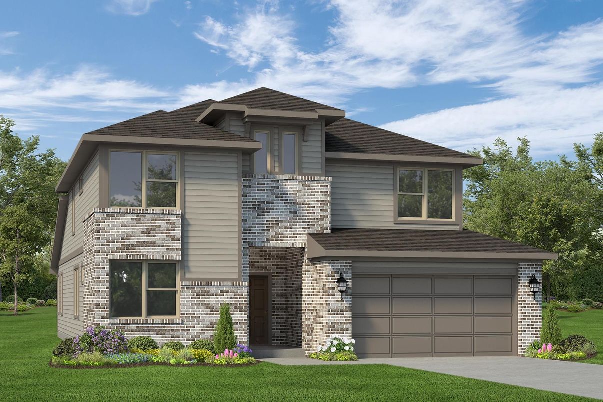 Attached, Exterior, Facade, Brick Facade, Modern
