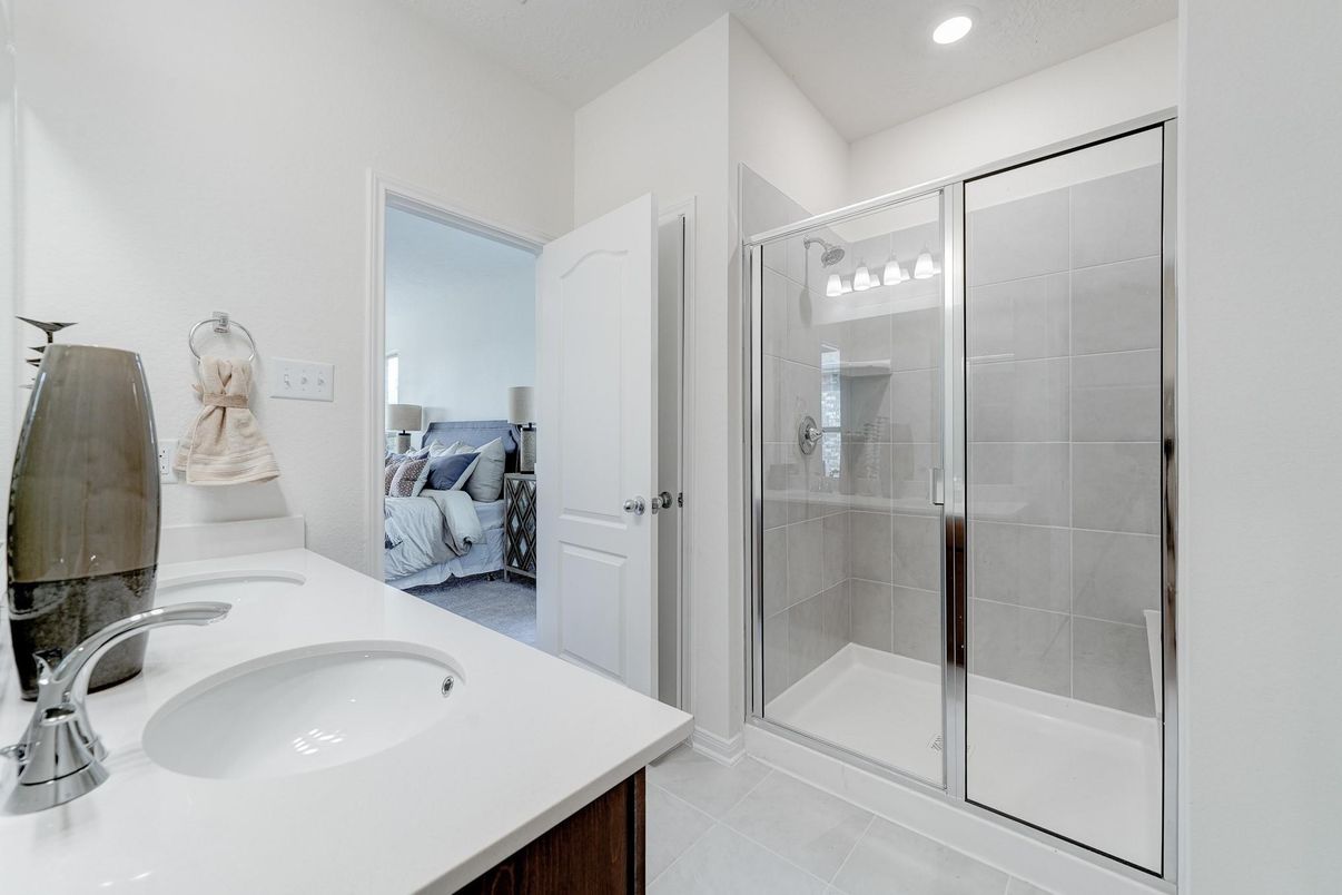 Bathroom, Bedroom, Dual Sink Vanities, Glass Shower, Interior, Recessed Lighting