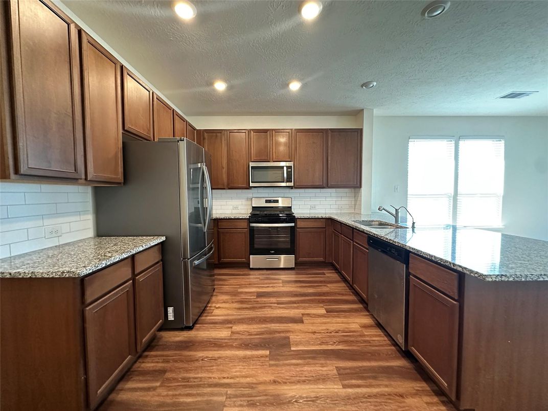 Interior, Kitchen, Recessed Lighting, Wood Texture Flooring