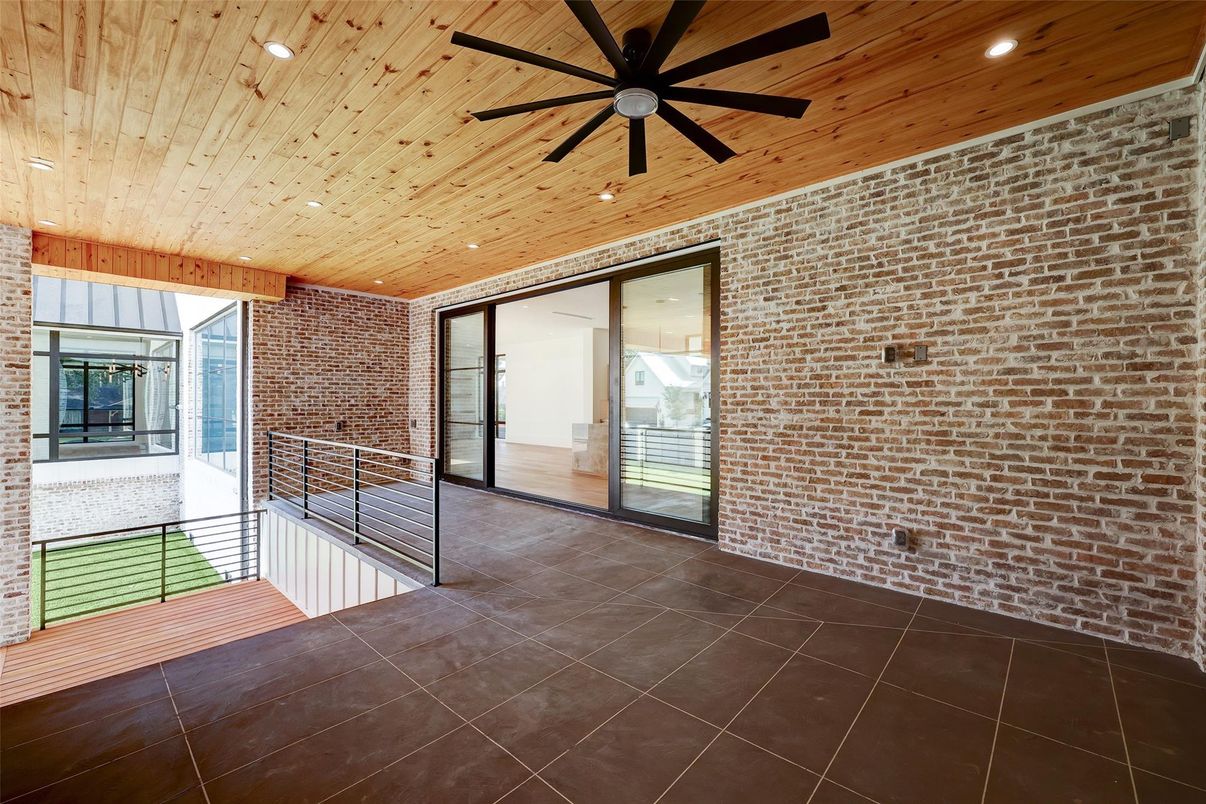 Interior, Recessed Lighting, Stone Walls, Wooden Ceilings