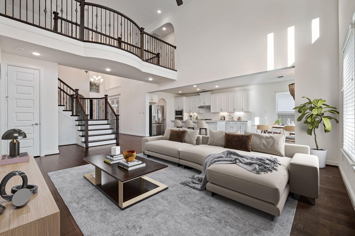 Interior, Kitchen, Living room, Recessed Lighting, Wood Texture Flooring