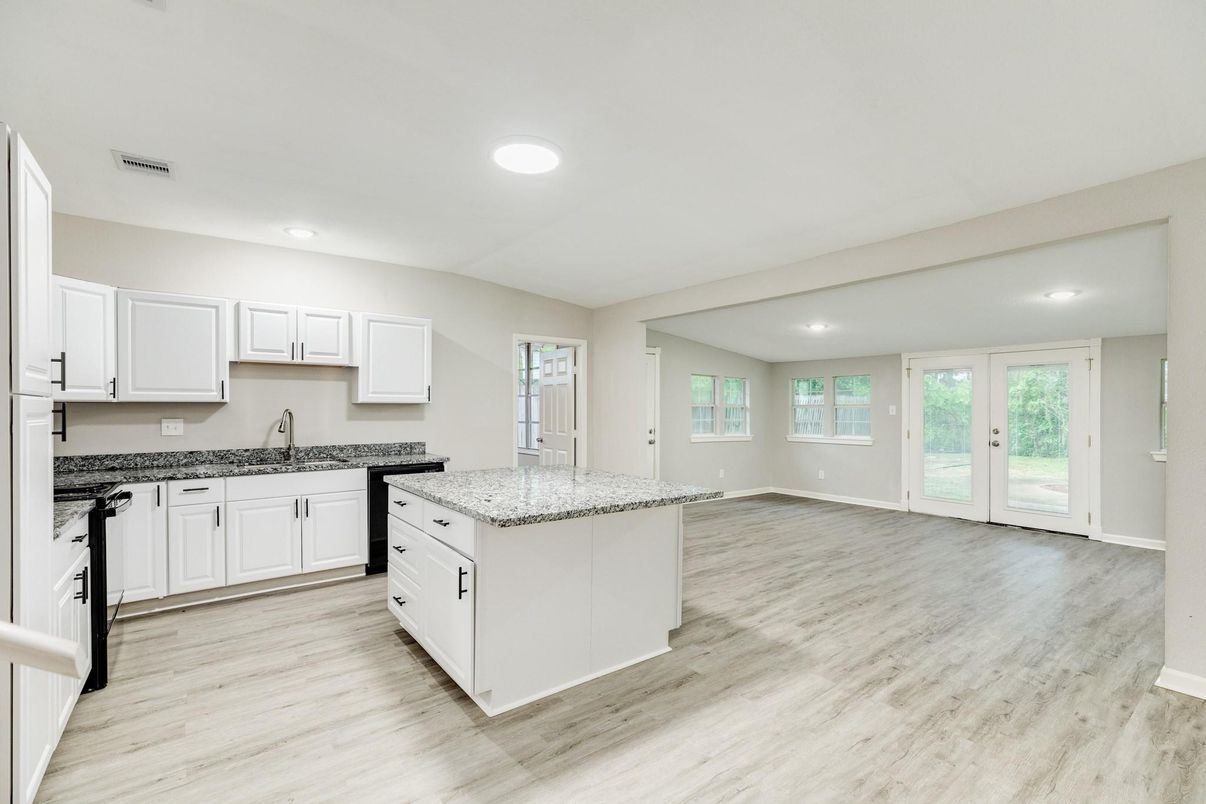 Interior, Kitchen, Recessed Lighting, Wood Texture Flooring