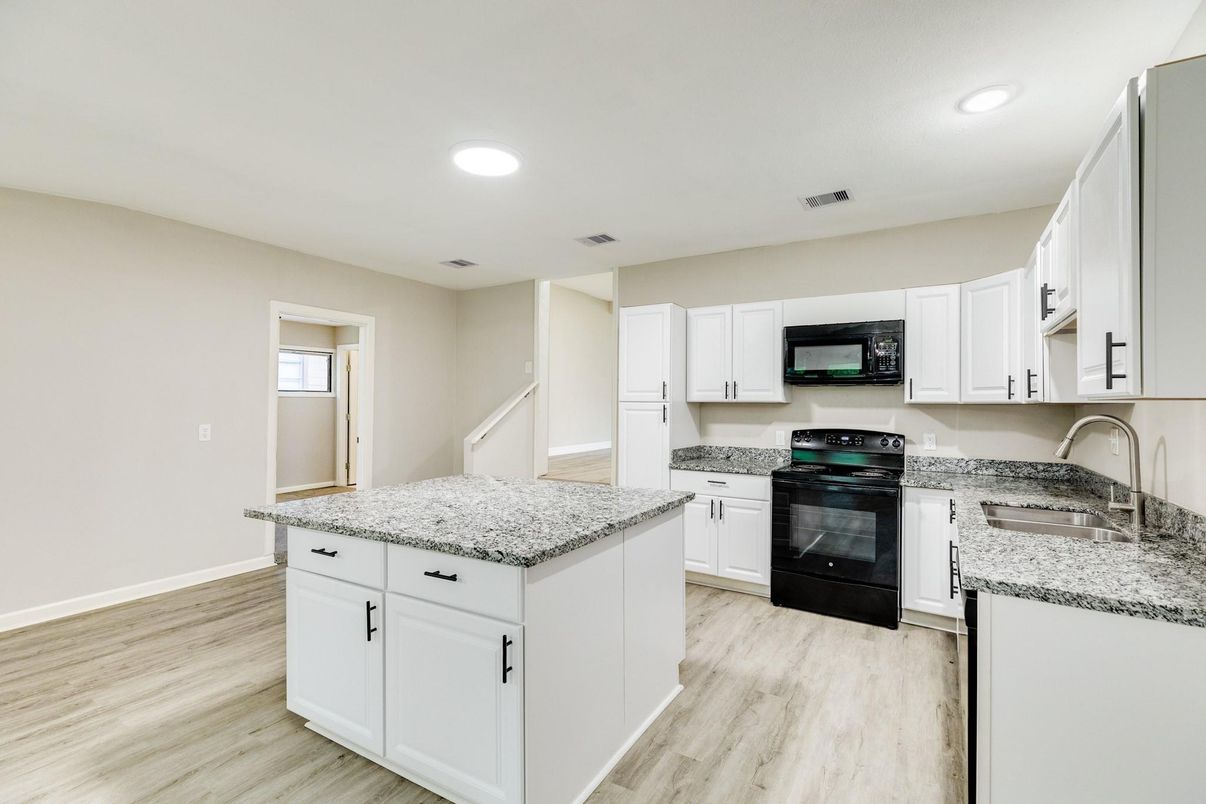 Interior, Kitchen, Recessed Lighting, Wood Texture Flooring