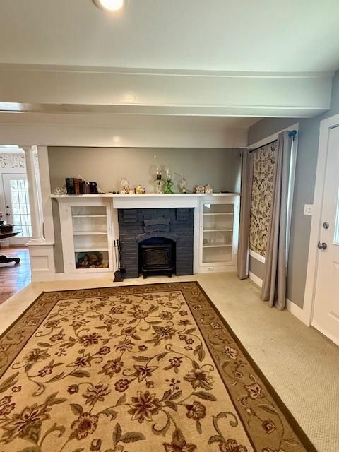 Fireplace, Interior, Recessed Lighting, Wood Texture Flooring