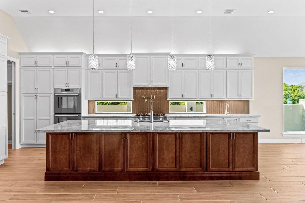 Interior, Kitchen, Pendant Lights, Recessed Lighting, Wood Texture Flooring