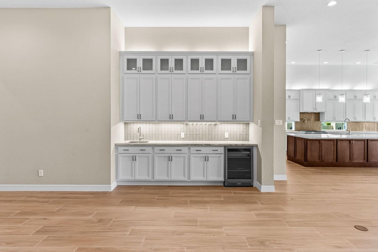 Interior, Kitchen, Pendant Lights, Recessed Lighting, Wood Texture Flooring