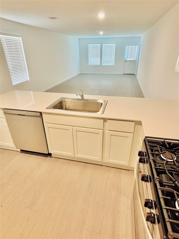 Interior, Kitchen, Recessed Lighting, Wood Texture Flooring