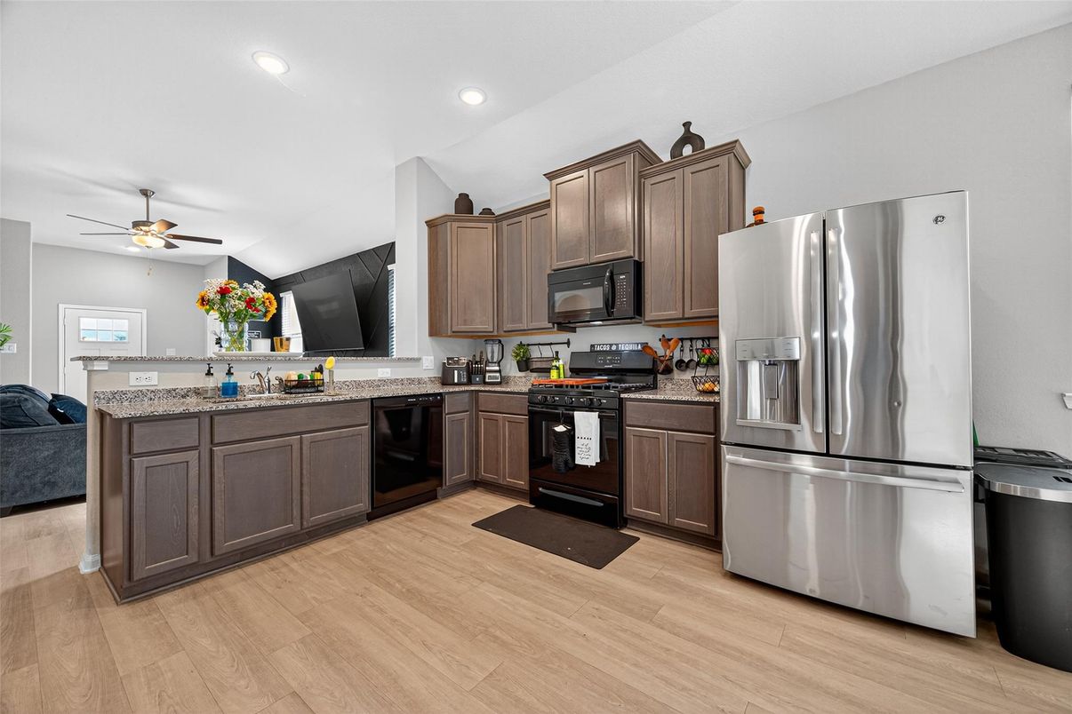 Interior, Kitchen, Recessed Lighting, Wood Texture Flooring