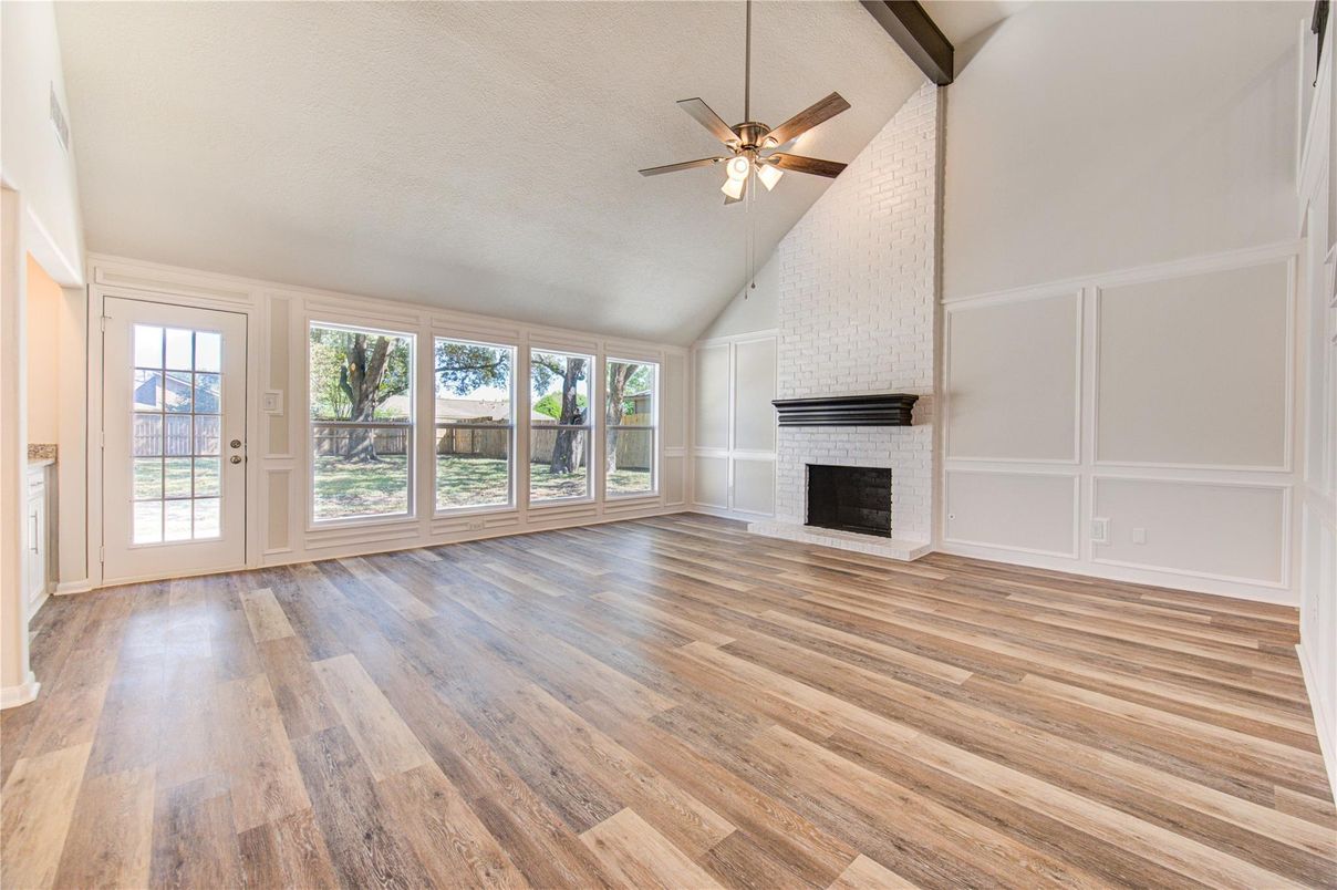 Empty room, Fireplace, Interior, Wood Texture Flooring