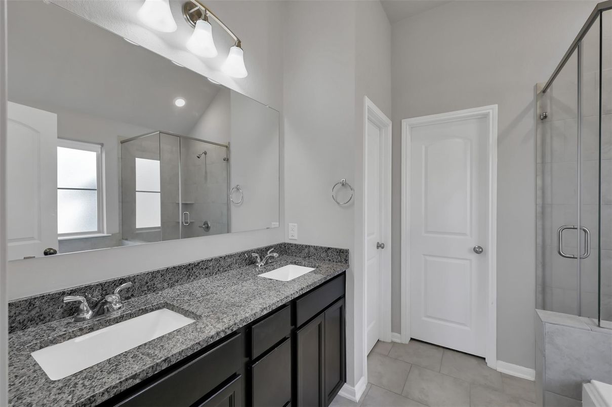 Bathroom, Dual Sink Vanities, Glass Shower, Interior