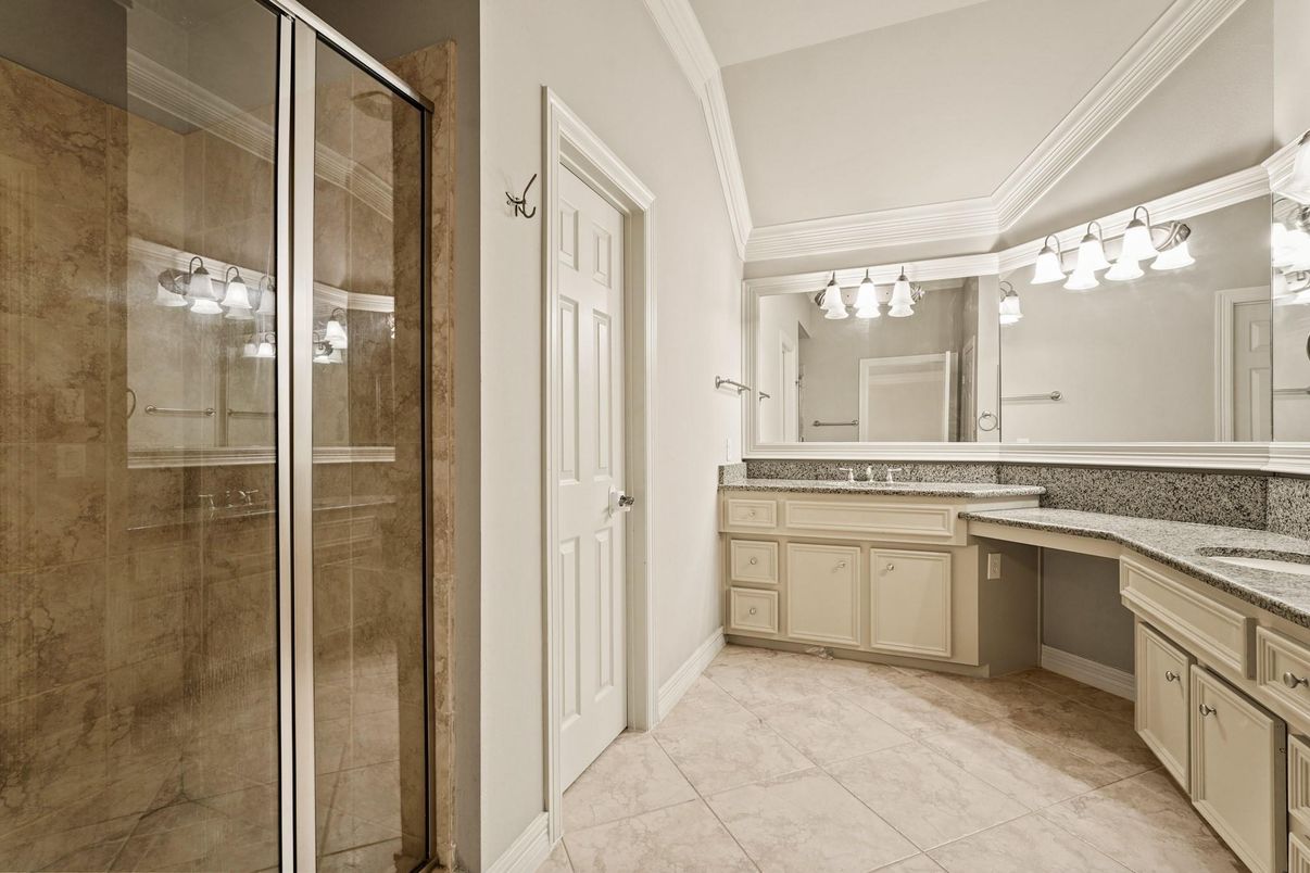 Bathroom, Dual Sink Vanities, Glass Shower, Interior