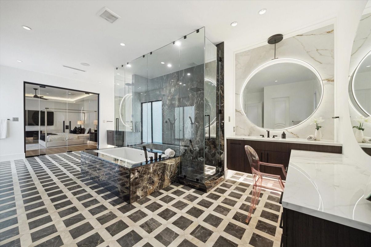 Bathroom, Glass Shower, Interior, Recessed Lighting