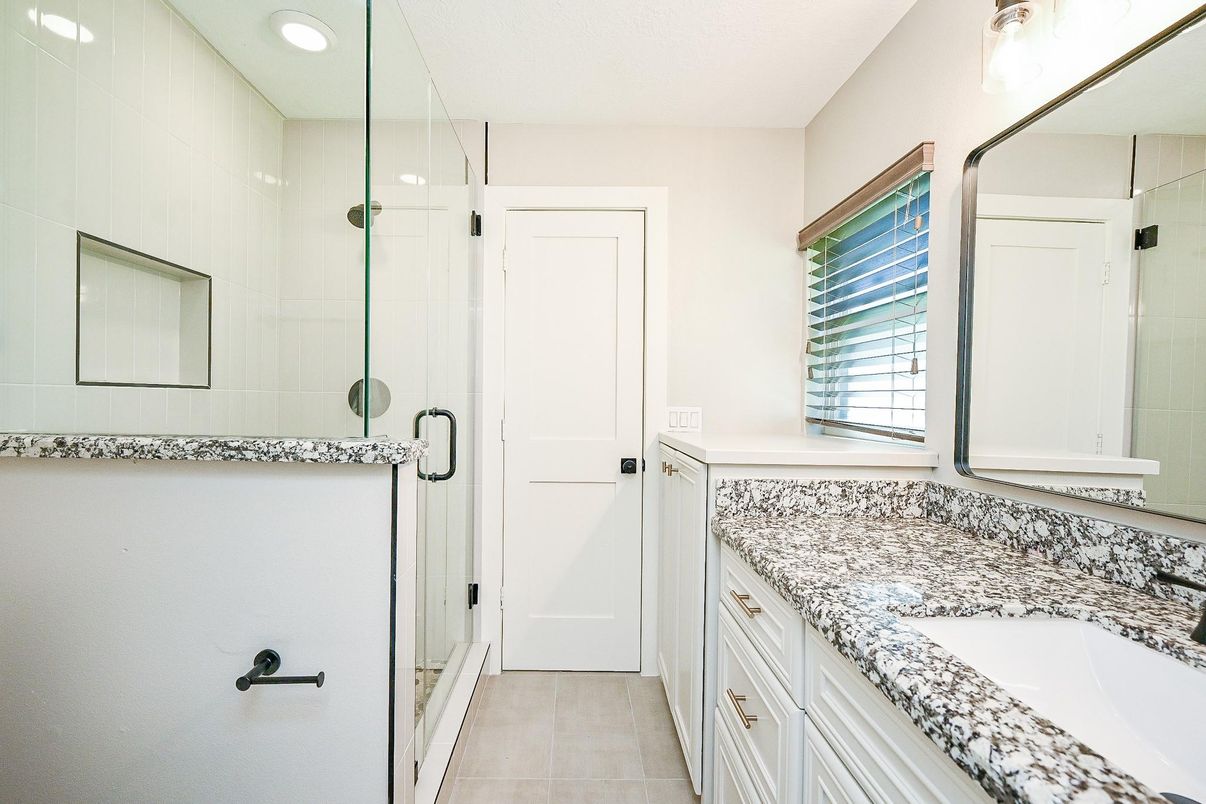 Bathroom, Glass Shower, Interior, Recessed Lighting