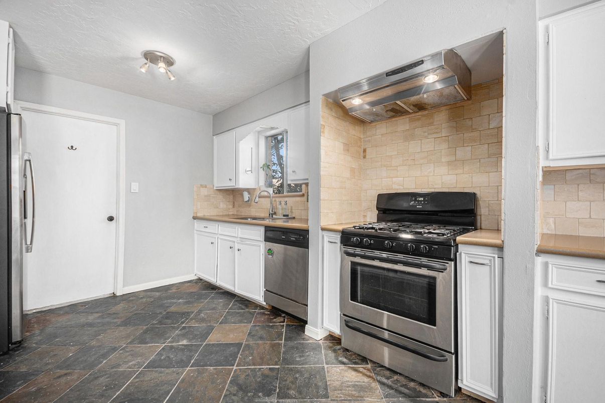 Interior, Kitchen, Stainless Steel Appliances, Stone Walls