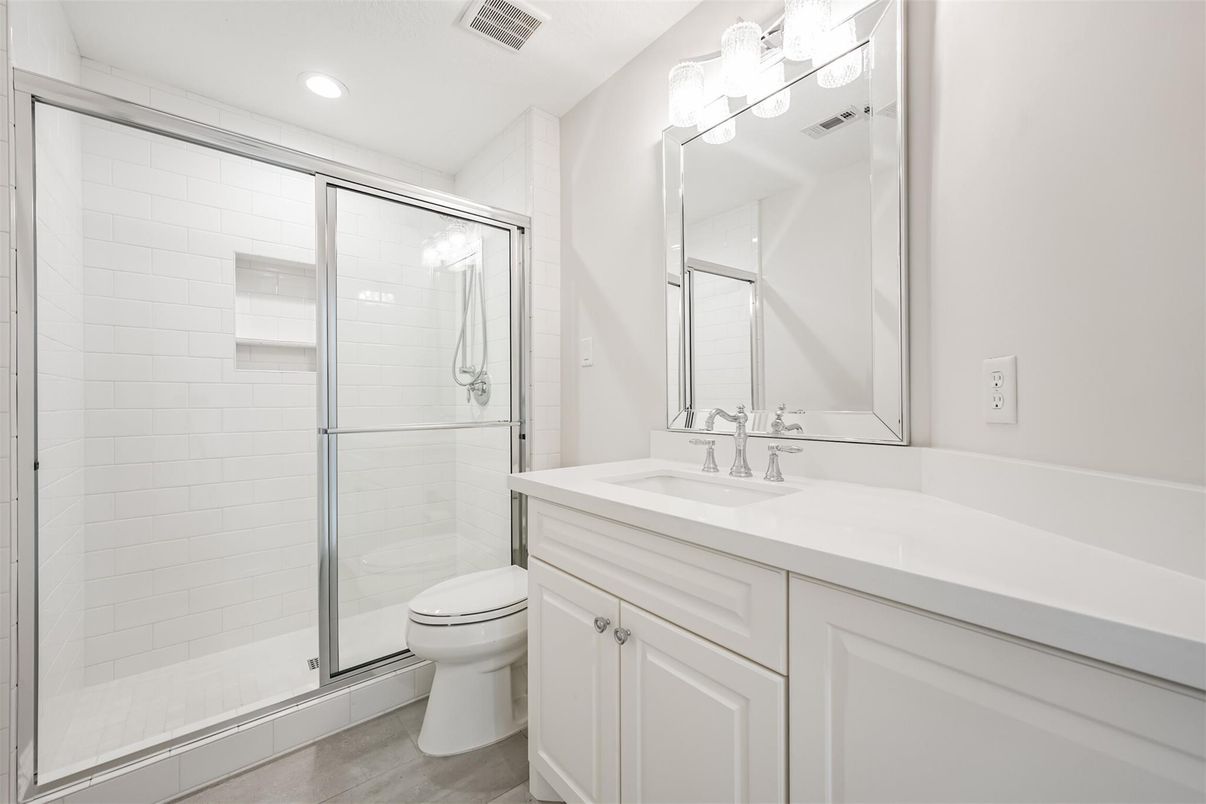 Bathroom, Glass Shower, Interior, Recessed Lighting