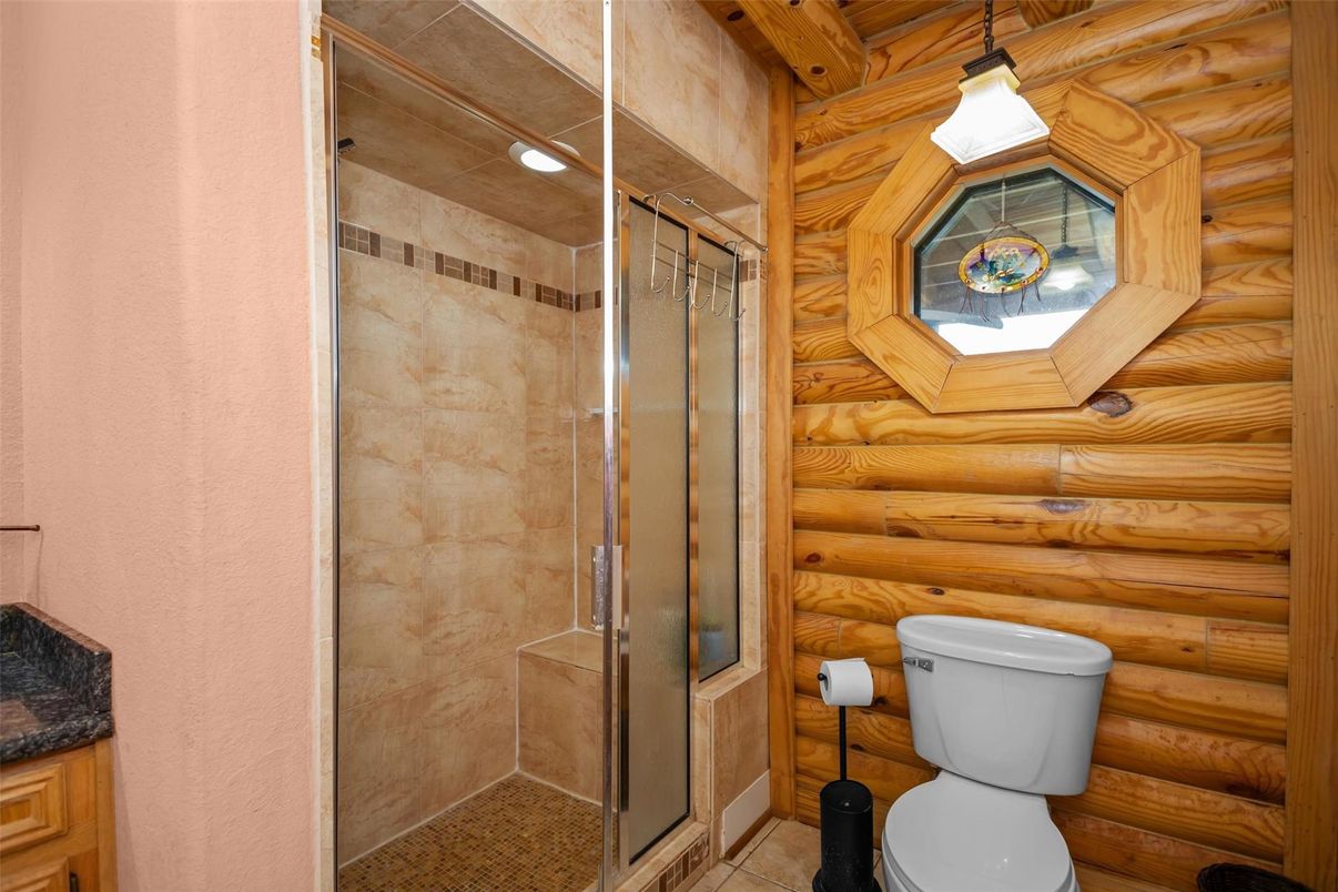 Bathroom, Glass Shower, Interior, Wooden Walls