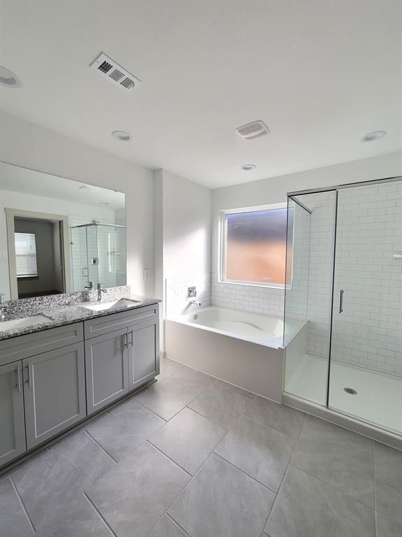 Bathroom, Dual Sink Vanities, Glass Shower, Interior, Recessed Lighting