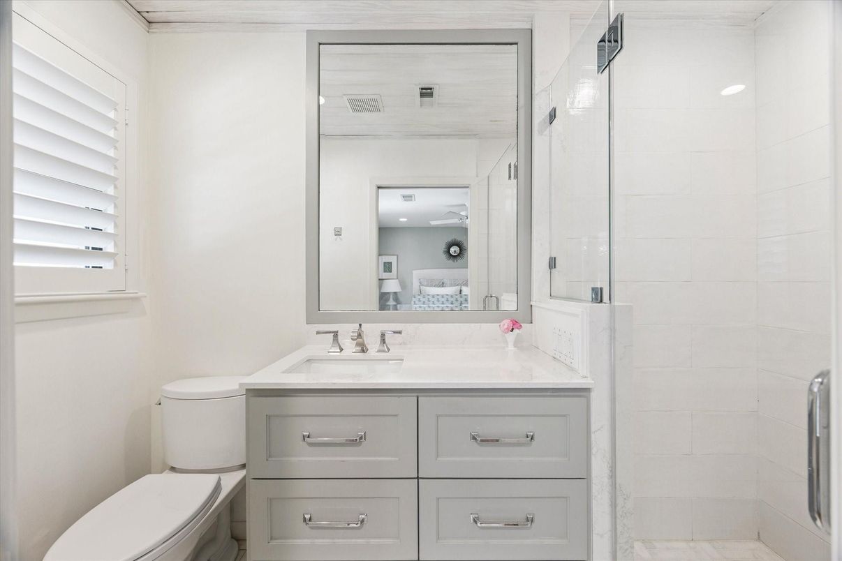 Bathroom, Glass Shower, Interior, Recessed Lighting